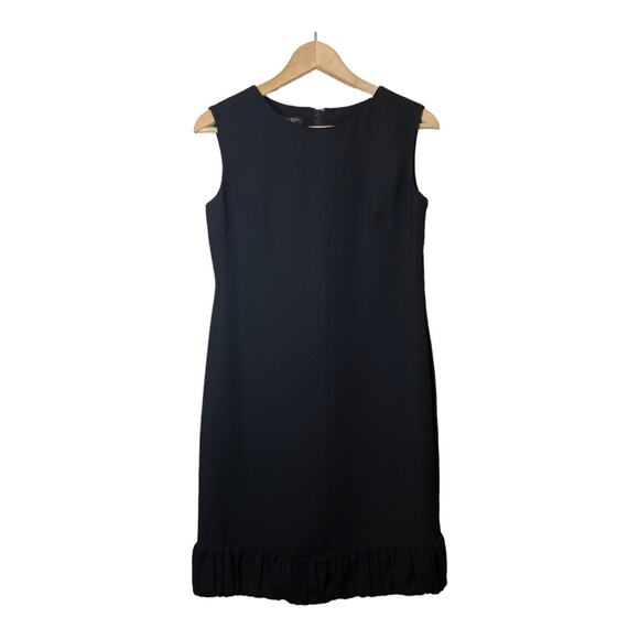 Talbots Collection Dress Sleeveless Black Sheath Ruched Hem LBD 4 Petite 4P - Picture 3 of 6